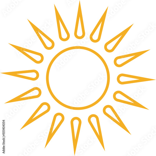 Sun icon, sunshine and solar glow sunrise or sunset. Decorative circle full and half sun and sunlight. Hot solar energy for tan. Vector sun light sign isolated on transparent background
