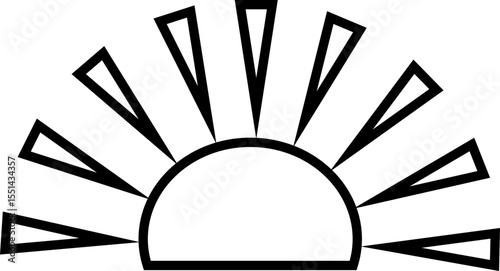 Sun icon, sunshine and solar glow sunrise or sunset. Decorative circle full and half sun and sunlight. Hot solar energy for tan. Vector sun light sign isolated on transparent background