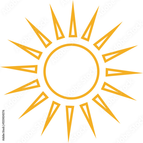 Sun icon, sunshine and solar glow sunrise or sunset. Decorative circle full and half sun and sunlight. Hot solar energy for tan. Vector sun light sign isolated on transparent background
