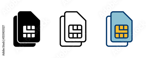 Sim card icon vector isolated on white background. Mobile slot icon. Mobile cellular phone sim card chip.