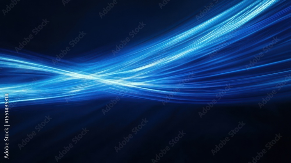 Fototapeta premium Abstract blue light trails on dark background
