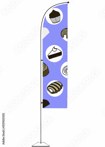 Colorful banner featuring various desserts and pastries in a playful design