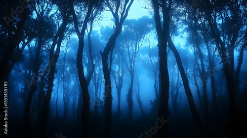 Enchanting Mystical Fantasy Forest Silhouettes Trunk Image for Adobe Stock Photos