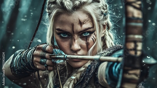 Mighty Viking Woman Warrior in Battle - Historical Viking Concept
