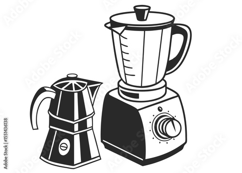 Vector silhouette of an electric blender with jug isolated on white background