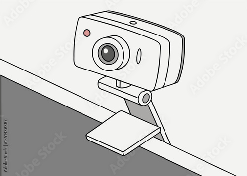 Vector mockup of a webcam with adjustable clip isolated on white background