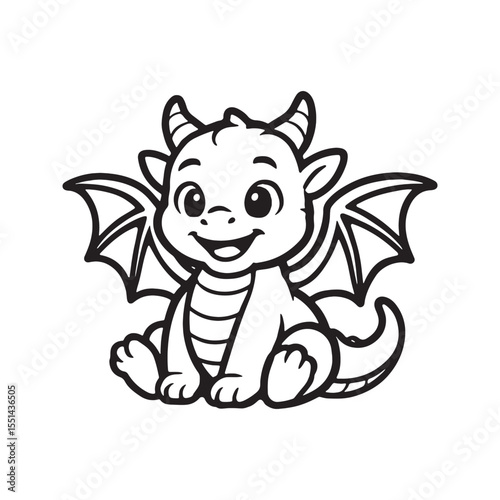 Simple cute dragon drawing for children’s art projects storybooks and products