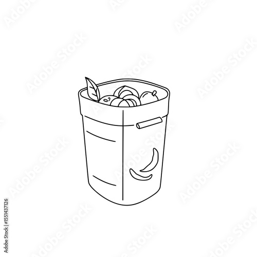 Composting organic waste in a bin with fruits and vegetables  