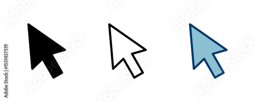 Click icon vector isolated on white background. Cursor icon. Computer mouse click cursor black arrow icons. pointer arrow