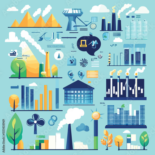 Climate Change Awareness Infographic with Data on Global Warming and Carbon Emissions, Climate Change