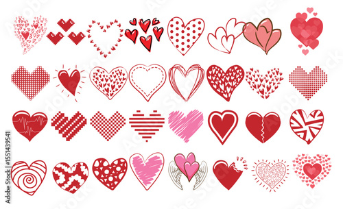 Collection of diverse love and relationship icons featuring hearts couples and romantic symbols