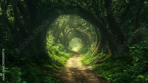 Serenity Path Through Lush Forest Canopy - Nature Exploration Concept