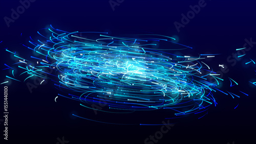 Abstract shiny blue explode motion background with dots
