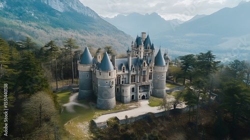 Breathtaking Aerial View of Butron Castle - Majestic Historical Architecture