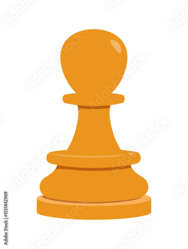Isolated Orange Chess Pawn Piece on White Background Illustration