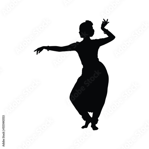 Silhouette of a Bharatanatyam Dancer in Elegant Pose  Indian Classical Dance