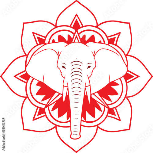 vector illustration of a tattoo of a elephant art design