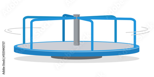 Illustration of a Blue and Gray Merry Go Round on a White Background