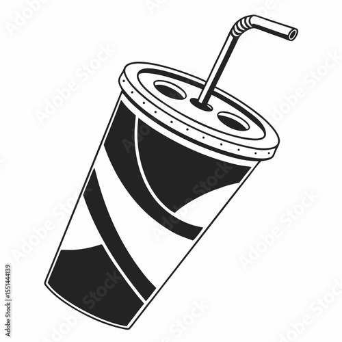 Styrofoam Cup with Straw Graphic Design Black and
