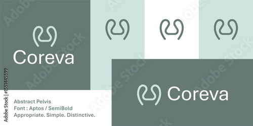 Modern abstract pelvis logo for wellness, health, and movement brands