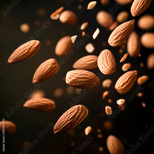 almond seeds, dark background