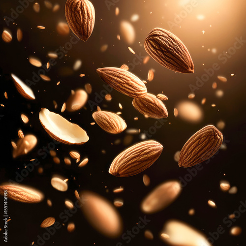 almond seeds, dark background