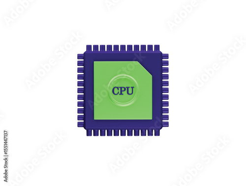 cpu chip icon 3d illustration render