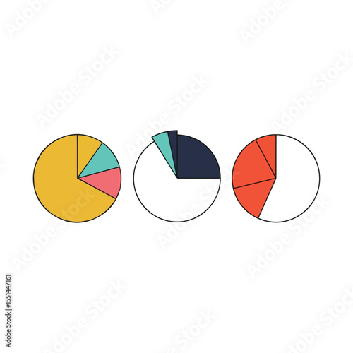 Circular Pie Charts for Data Representation Art & Illustration