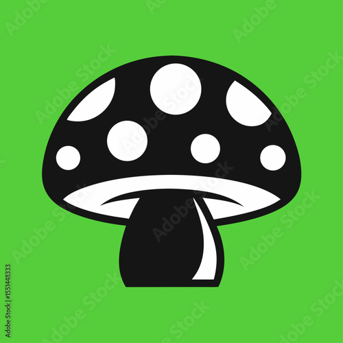 Simple Black and White Mushroom Illustration Stylized mushroom