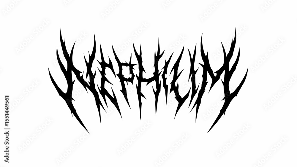 Fototapeta premium Nephilim typography vector symmetrical and intense dark metal font style for t-shirt print apparel, sticker, poster, logo and more