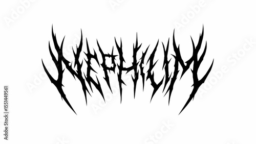 Nephilim typography vector symmetrical and intense dark metal font style for t-shirt print apparel, sticker, poster, logo and more