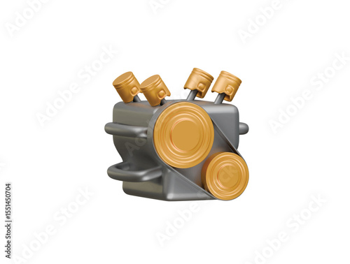 car engine icon 3d illustration render