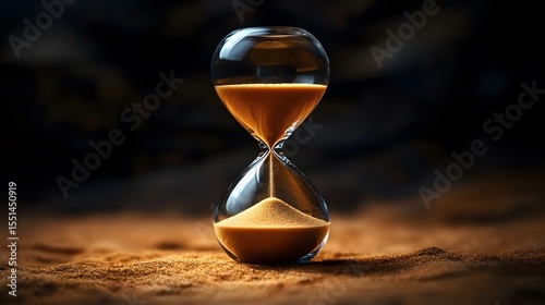 Elegant Hourglass With Sand Highlighting the Flow of Time in a Moody Setting