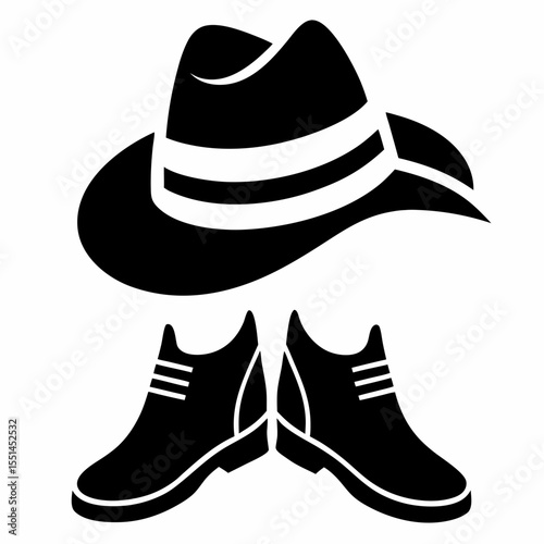 Stylish Fedora Hat and Classic Ankle Boots black