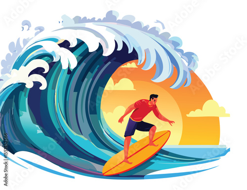 surfing on the beach