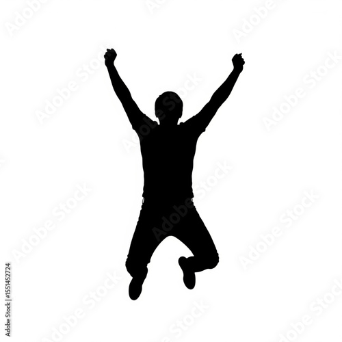 Silhouette of a Man Jumping for Joy