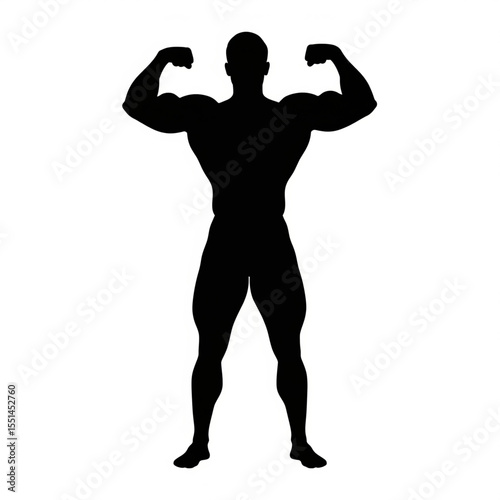 Bodybuilder Silhouette Flexing Muscles