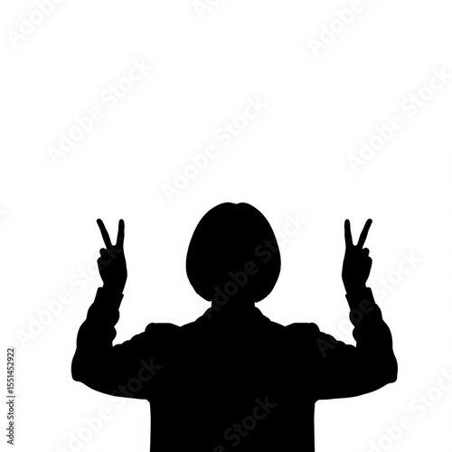 Silhouette of Woman with Peace Sign