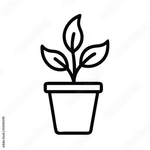 Potted plant vector icon illustration for gardening and houseplant care concepts and design elements use case