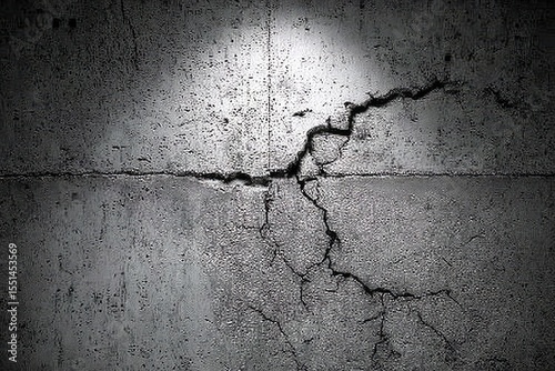 Cracked concrete wall with spotlight