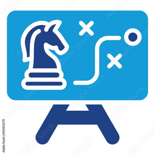 The blue chess knight pawn vector icon universally symbolizes strategy, maneuvering and tactical thinking.