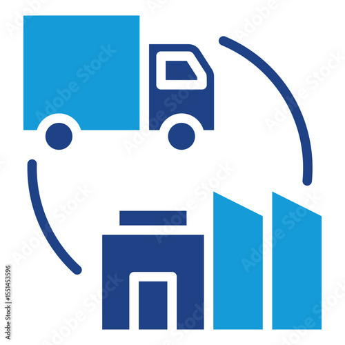 Simple vector icon of supply chain logistics concept of shipping or distribution symbolizes a facility such as a factory or warehouse