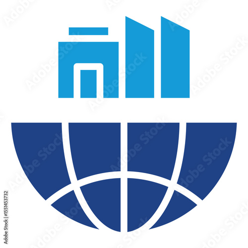 International impact icon of industrial development or global resource management activities that have broad impacts at the international or planetary level