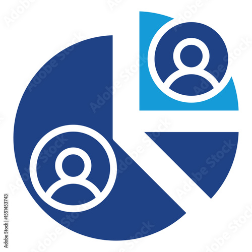 Data management analysis icon demographic market studies, audience segmentation, or resource allocation centered on individuals or groups