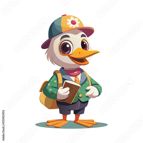 3D cartoon penguin characters wearing glasses and baseball caps with winter holiday elements