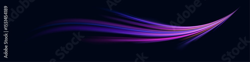 Panoramic high-speed technology concept with abstract light trails and glowing neon colors in blue, yellow, and orange, representing the rapid motion and energy in a futuristic environment.