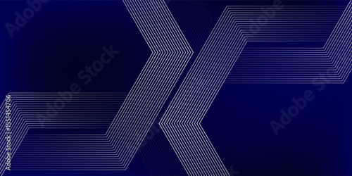 Abstract glowing circle lines on dark blue background. Geometric stripe line art design. Modern shiny blue lines. Futuristic technology concept. Suit for poster, cover, banner, brochure, website