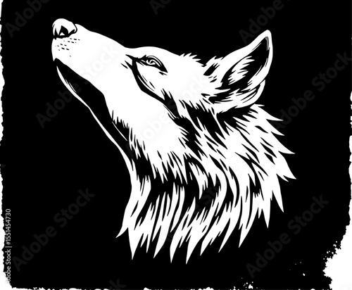 Majestic Wolf Head Silhouette with Howl