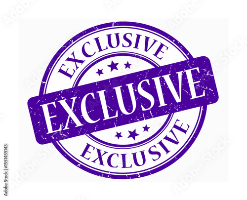 A purple circular stamp with the word EXCLUSIVE written across it