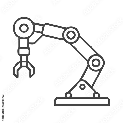 A sleek, minimalist robotic arm with a claw grip, symbolizing automation and technology in manufacturing.